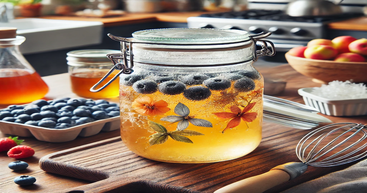 Cooling homemade hummingbird nectar in a glass container